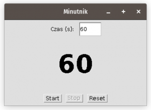 Minutnik AWT - przykładowy interfejs