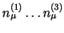$ n_{\mu}^{(1)}\ldots n_{\mu}^{(3)}$
